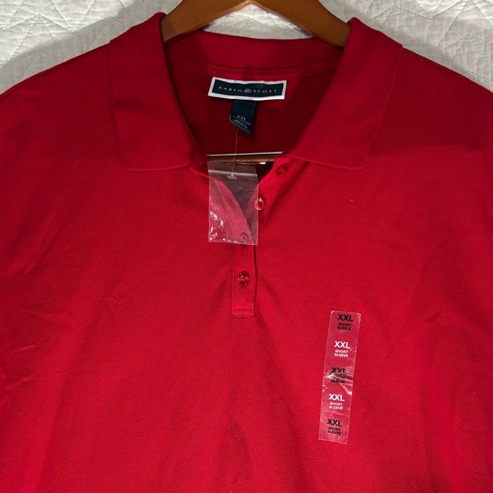 Karen Scott Bright Red Short Sleeve Polo — image 3 of 8